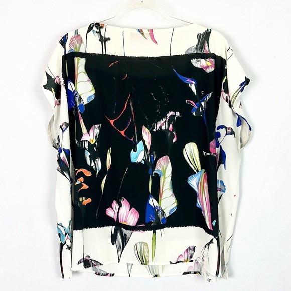 ISLE by MELIS KOGAN | 🌸 Multi-Color Abstract Floral Square Boxy Blouse Top - Picture 9 of 12